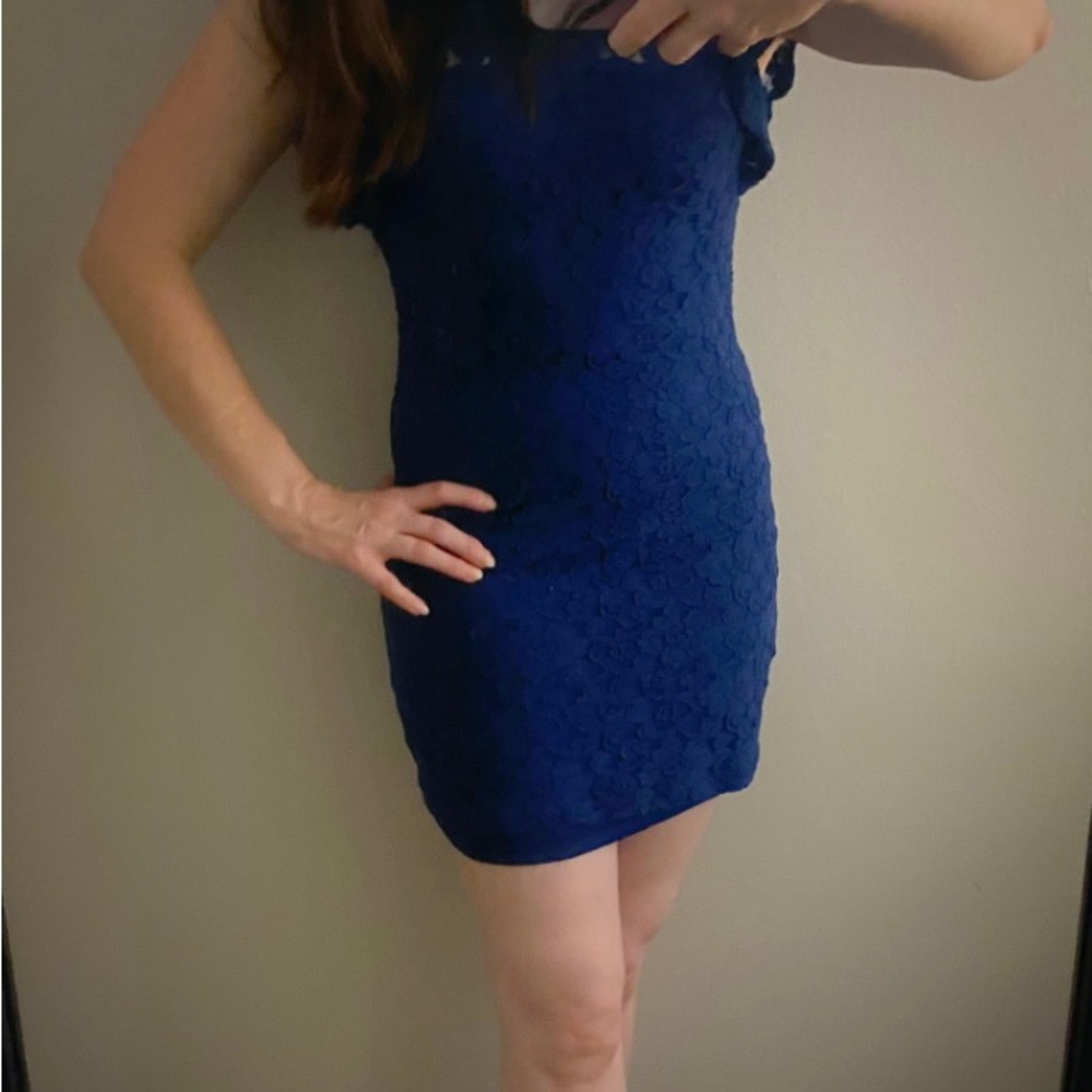 Jack BB Dakota Navy Blue Lace Body Con Mini Dress